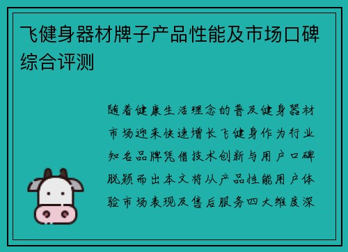 飞健身器材牌子产品性能及市场口碑综合评测